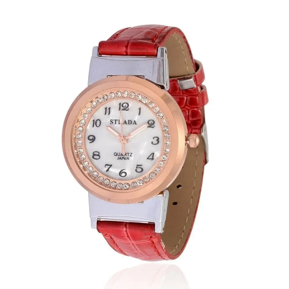 STRADA Watch Austrian Crystal Red Original Box